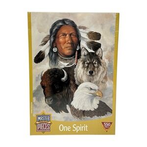 Master Pieces Puzzle ONE SPIRIT Indian Chief 550 Pc B.A Roberts Art SEALED 60986